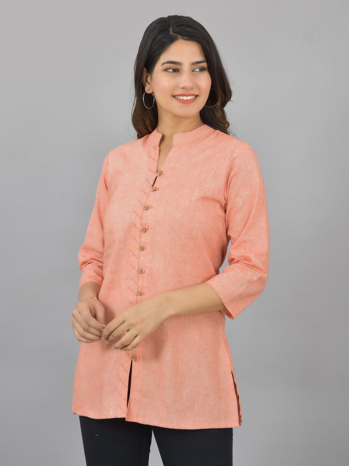 Cotton Printed Angrakha Style Kurta Design , Orange – Anushil